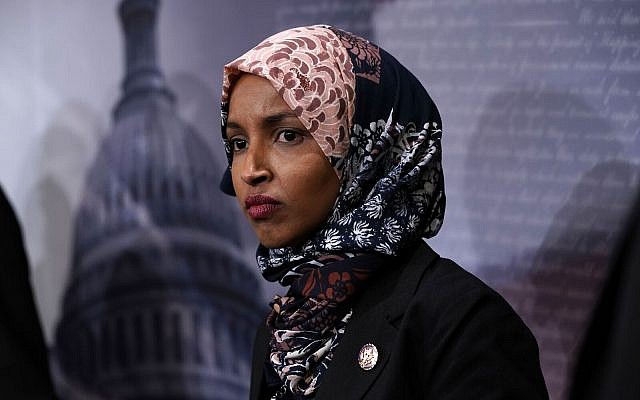 Rep. Ilhan Omar is seen at a news conference on prescription drugs at the Capitol, in Washington, DC, on January 10, 2019. (Alex Wong/Getty Images)