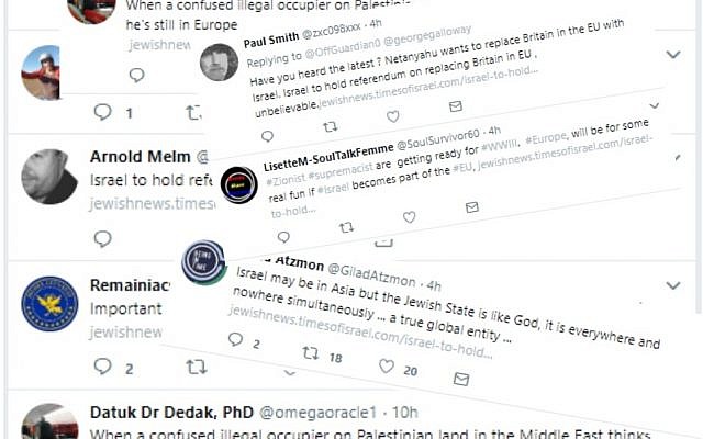 Examples of tweets including the Jewish News' Purim Spiel