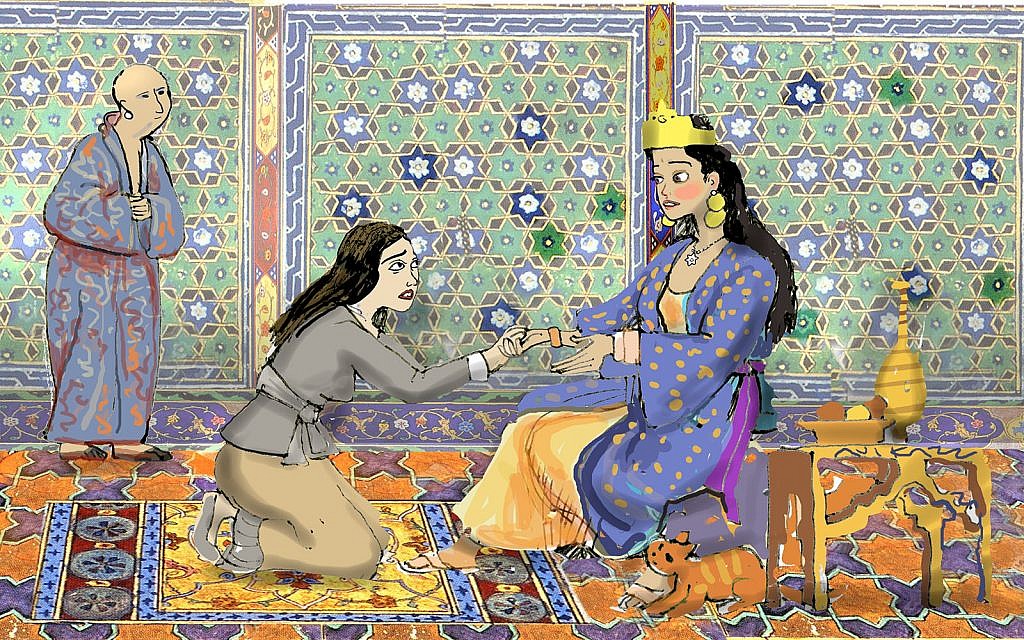 Esther and Vashti (Illustration by Avi Katz)
