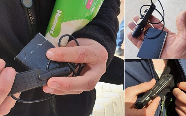 Hidden cameras at polling stations confiscated from operatives of Kaizler Inbar, who had been retained by Likud (Screenshot, Twitter, @samiaah10)