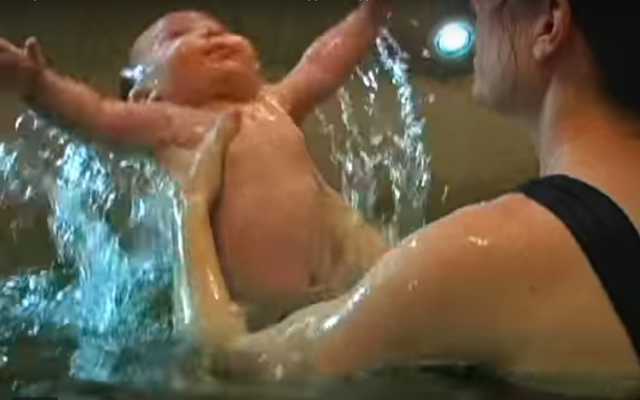 Baby Conversion to Judaism at the Mikveh- Mayyim Hayyim (YouTube screenshot )