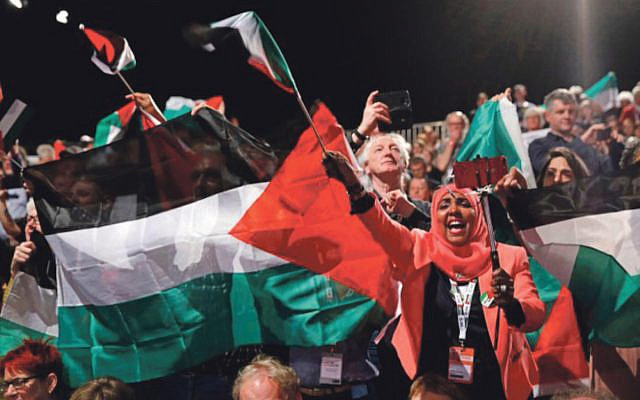 Palestine flags are waved during the Labour conference 2019 (Jewish News)