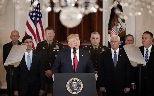 US President Donald Trump speaks from the White House on January 8, 2020 in Washington, DC. (Win McNamee/Getty Images/AFP)