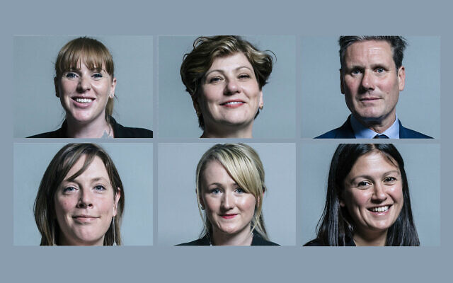 Some of those vying for the Labour leadership: Angela Rayner, Emily Thornberry, Keir Starmer, Jess Philips, Rebecca Long-Bailey and Lisa Nandy (Jewish News)