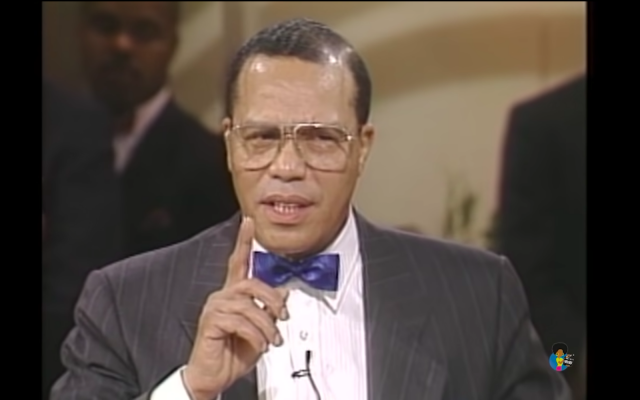 Screen capture of Louis Farrakhan appearing on The Phil Donahue Show in 1990.