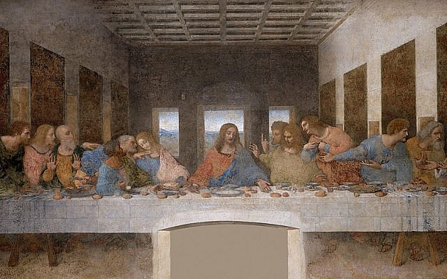 The Last Supper by Leonardo da Vinci  (1452–1519)  (WIKIPEDIA/Collection	: Santa Maria delle Grazie/ Attribution-ShareAlike 4.0 International (CC BY-SA 4.0)  https://creativecommons.org/licenses/by-sa/4.0/legalcode)