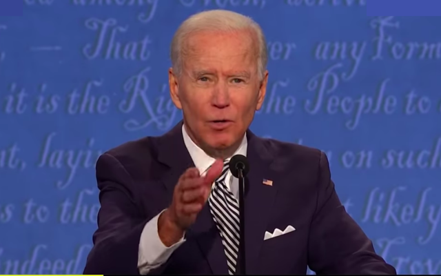 Joe Biden at the first 2020 US election debate on September 29, 2020. (Screenshot)