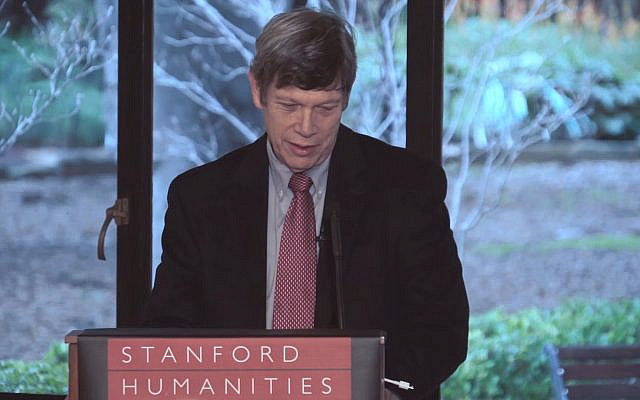 Steven M. Cohen speaks at the Stanford University humanities center in 2016. (YouTube screenshot)