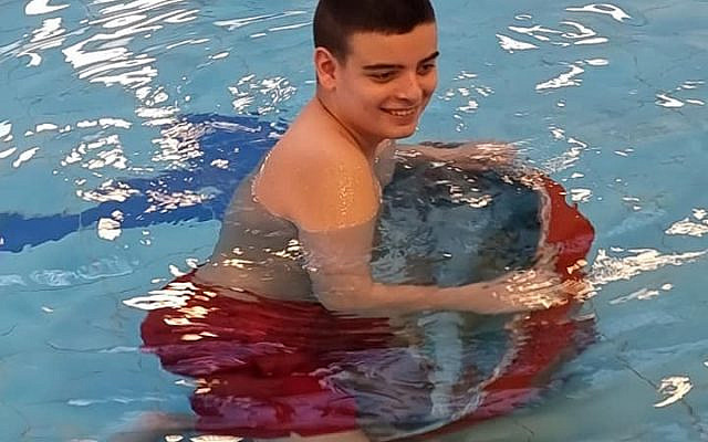 Daniel in the Beit Issie Shapiro hydrotherapy pool