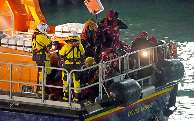A group of people thought to be migrants are brought in to Dover, Kent, by the RNLI, following a small boat incident in the Channel after 27 people died yesterday in the worst-recorded migrant tragedy in the Channel. Picture date: Thursday November 25, 2021.