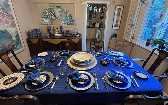 Ronnie's Table set for Hanukkah
