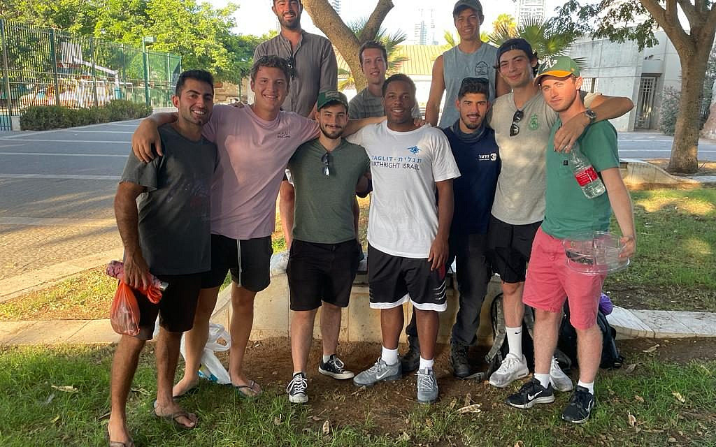 Jared Armstrong (center) with other participants on a Birthright trip to Israel in 2021. (Courtesy of Jared Armstrong)