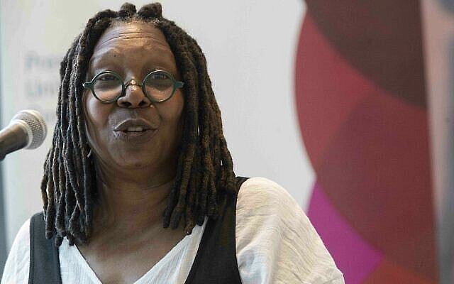 Actress Whoopi Goldberg speaks during the opening of the 'Planet or Plastic?' exhibit, Tuesday, June 4, 2019 at United Nations headquarters. (AP Photo/Mary Altaffer)