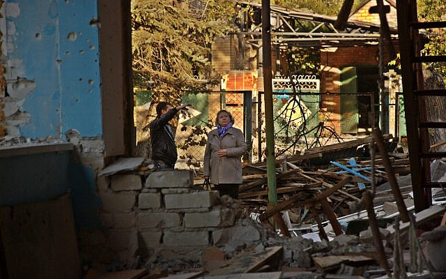 Looking through the rubble caused by the conflict in Ukraine