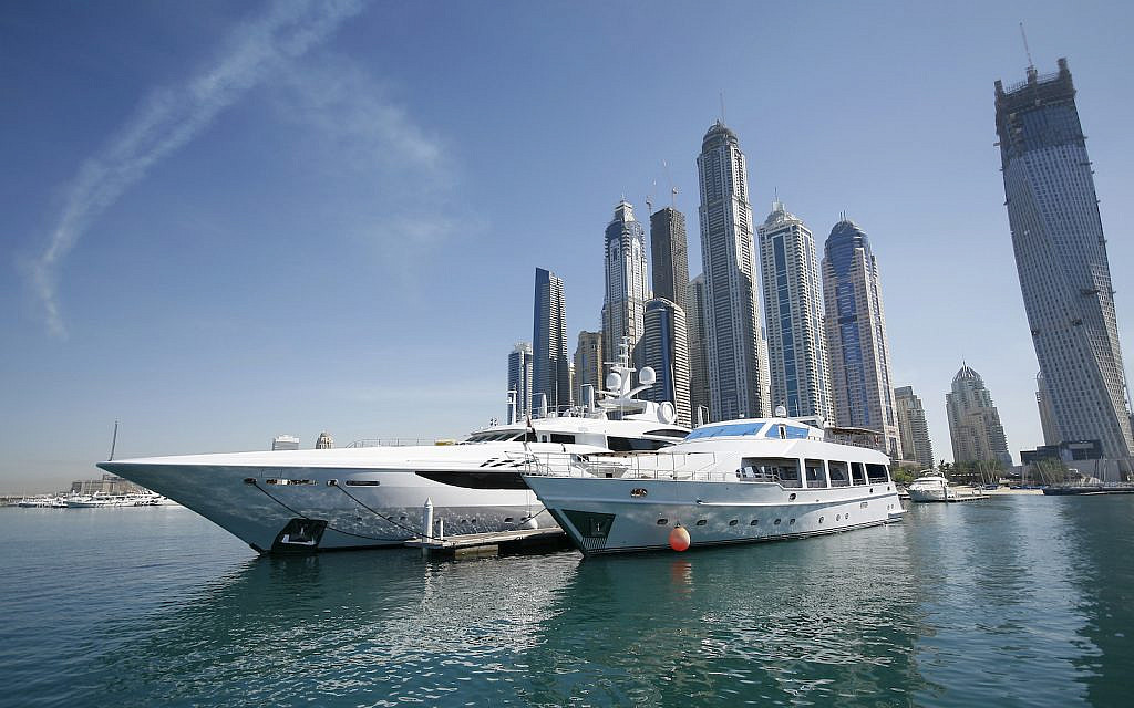 Illustrative: Two super-yachts against the backdrop of Dubai's modern towers. (iStock / lincolnone)