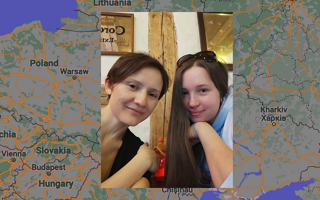 Tatiana Glezer, left, shown with a taxi driver she met in Estonia while on the way from Moscow to Budapest, fled Russia soon after it waged war on Ukraine. (courtesy, via JTA)