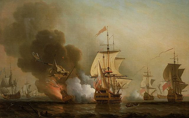 Painting of privateers attacking Spanish ships by Samuel Scott. (Public Domain/ Wikimedia Commons)
