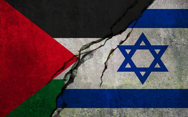 Palestinian and Israeli flag, conflict concept