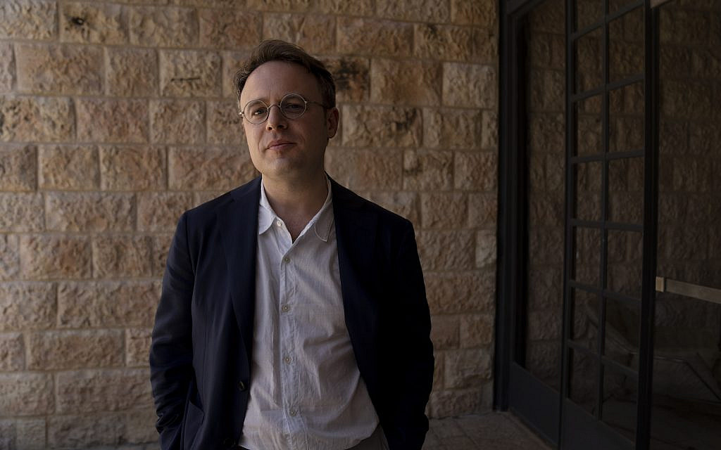 American novelist Joshua Cohen, who won the 2022 Pulitzer Prize in fiction for 'The Netanyahus,' poses for a portrait in Jerusalem, Tuesday, May 10, 2022.(AP Photo/Maya Alleruzzo)