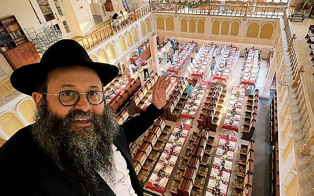 Rabbi Chaim Danzinger of Chabad in Rostov, Russia, prepares a Passover meal for hundreds of guests for Passover 2022 (copyright free, courtesy of Rabbi Danzinger via author)