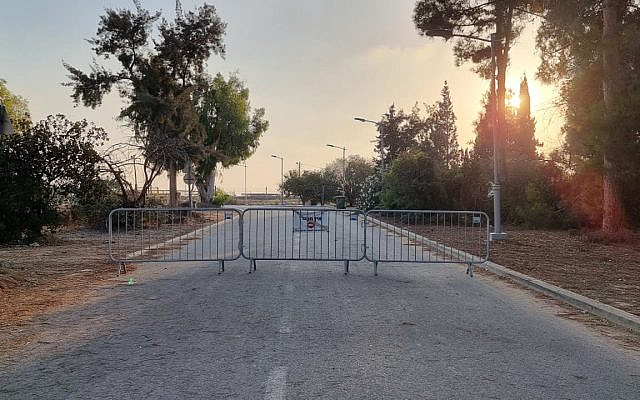 Road in my community blocked off to pedestrians and vehicles, to prevent us being exposed to sniper fire or anti-tank missiles from the Gaza Strip. (courtesy)