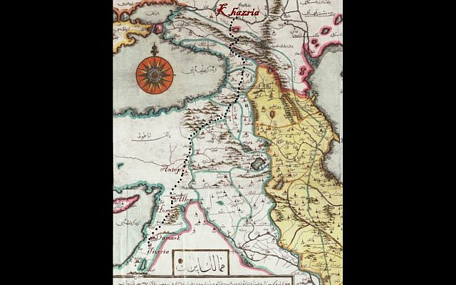 Map of Our Route to Khazaria, image colorized and modified by the author, obtained from Wikimedia Commons, Basra_bahrefars.jpg, in the public domain.