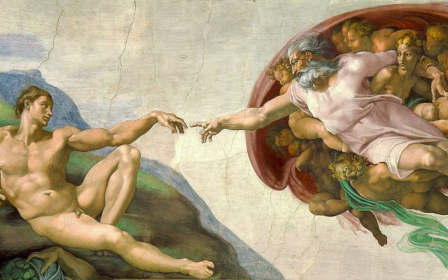 The Creation of Adam, by Michelangelo, c. 1512, Sistine Chapel. (Wikipedia)