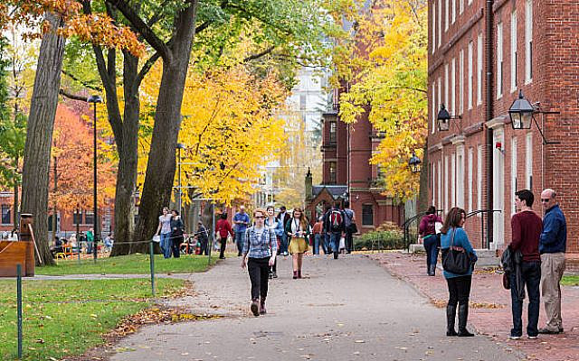 Cambridge, MA, USA - November 2, 2013: Harvard Yard, old heart of Harvard University campus, on a beautiful Fall day in Cambridge, MA, USA on November 2, 2013.