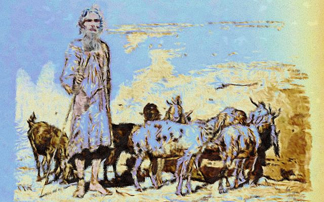 Goatherd; image colorized and modified by the author, from the public domain book Picturesque Egypt, published 1878, owned by the author.