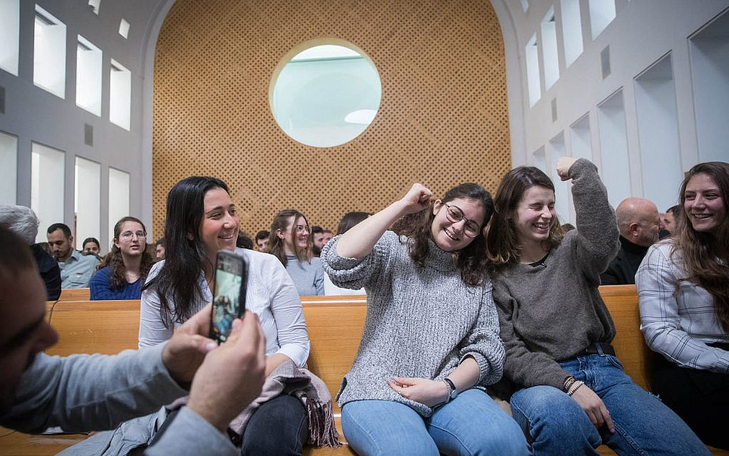 A court hearing of two young Israeli women who petitioned the High Court to let them enlist in the IDF Armored Corps, at the Supreme Court in Jerusalem on February 03, 2020. (Yonatan Sindel/Flash90)