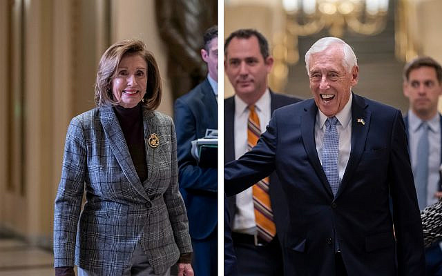 Left: Speaker of the House Nancy Pelosi, D-Calif., leaves the chamber, Friday, Dec. 23, 2022. Right: House Majority Leader Steny Hoyer, D-Md., arrives at the Capitol, Nov. 17, 2022. (Photos: AP/J. Scott Applewhite)