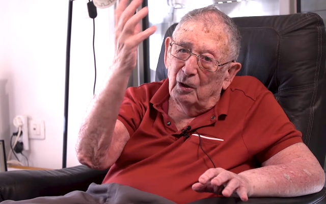 Holocaust historian Prof. Yehuda Bauer, 97, in an interview posted online Nov. 22, 2022 (Screenshot from IHRA video)
