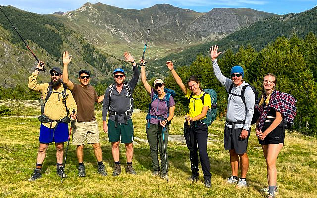 Our group, photographed along the trail in Albania between Balqine and Dobërdol, included American, British and Israeli hikers; journalist Larry Luxner is second from left. (Photo by Virtyt Gacaferri)