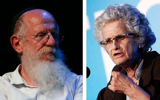 Rabbi Yaakov Medan, November 07, 2012. (Oren Nahshon / FLASH90) and Hebrew University law professor Ruth Gavison, June 20, 2013. (Miriam Alster/Flash90)