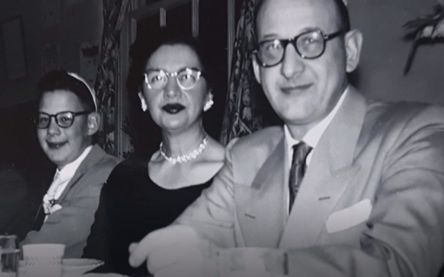 Michael Graetz with parents at his Bar Mitzvah, 1953. (courtesy)