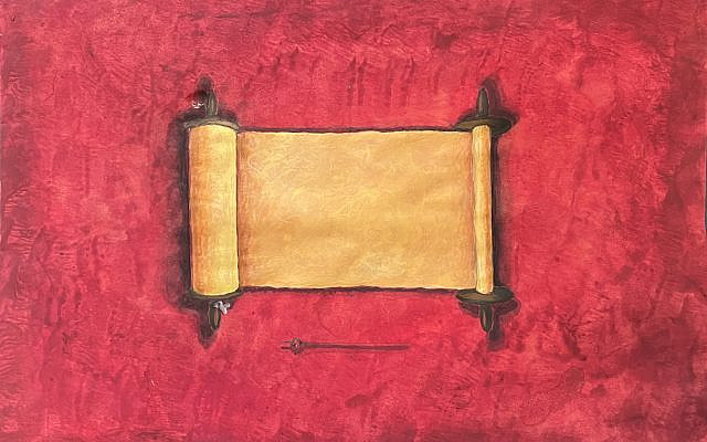 "Blank Scroll" created and owned by Audrey N. Glickman, acrylic on envelope.  Used with permission.