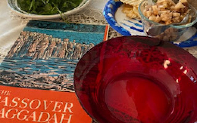 My Grandmothers ruby dishes and my fathers Haggadah