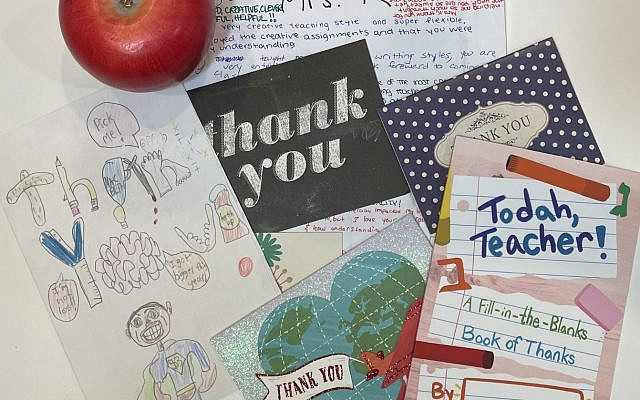 A collection of thank you notes from over the years, along with the author's new teacher appreciation book.