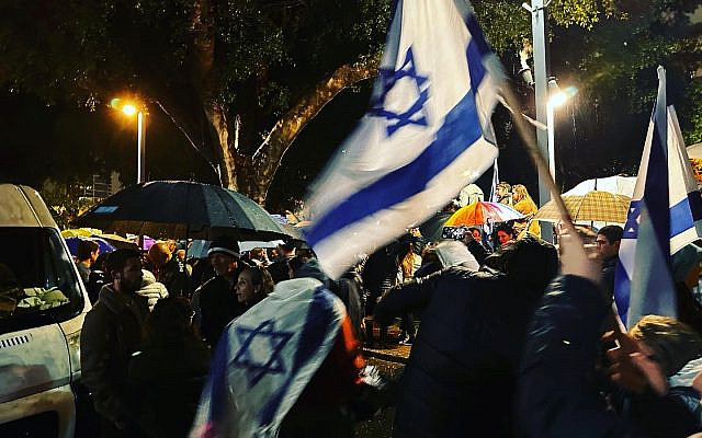 First demonstration in Tel-Aviv against the government's intention to change the judicial system and dissolve the 3 powers into one power controlled by the government. February 14th 2023. 

I took the picture