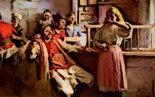 Tavern Scene; image colorized and modified by the author, obtained from Wikimedia Commons, Tavern Scene, illustration by Włodzimierz Tetmajer, in the public domain.
