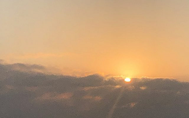The sun rising in the Hannaton hills