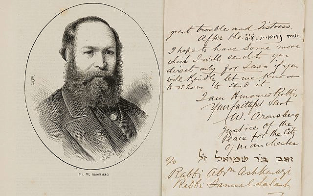 The letter signed by Woolf Aronsberg, alongside his picture