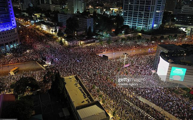 The weekly protests in Tel Aviv (Photo by Yair Palti/Anadolu Agency via Getty Images)