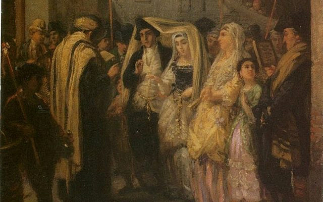 'A Jewish Wedding,' by Daniel Moritz Oppenheim, 1861. (public domain)