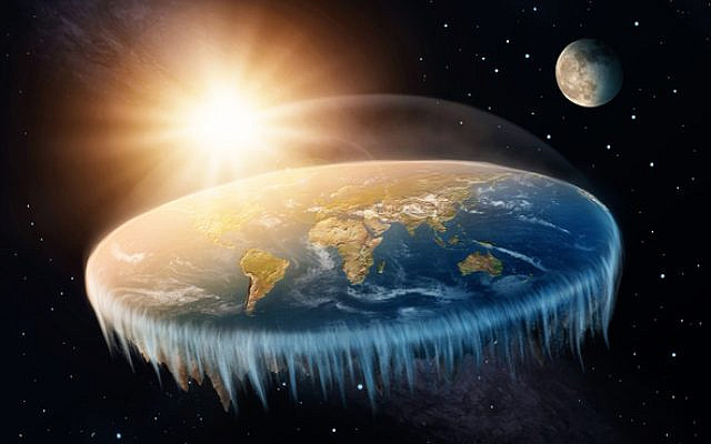 Flat Earth in space with sun and moon