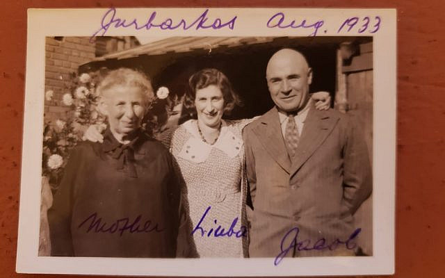 Raja’s grandparents and great grandmother in front of their house in Jurbarkas, Lithuania, August 1933