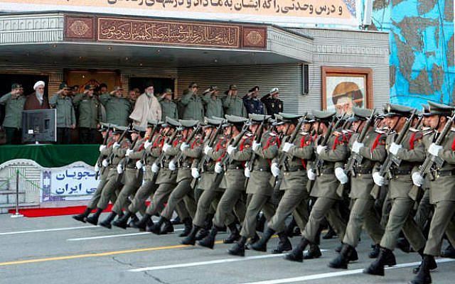 Ayatollah Ali Khamenei at a parade with Army officers in Tehran - Iran.