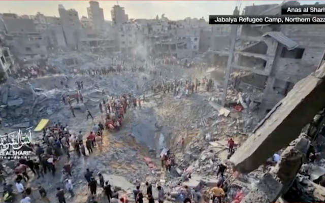 Screenshot from video of Jabalya aftermath, November 1, 2023. (via CNN, screenshot)