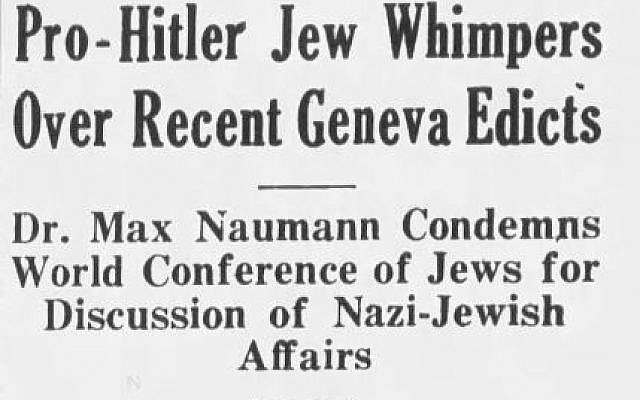 Headline about Max Neumann in Buffalo Jewish Review, August 31, 1934