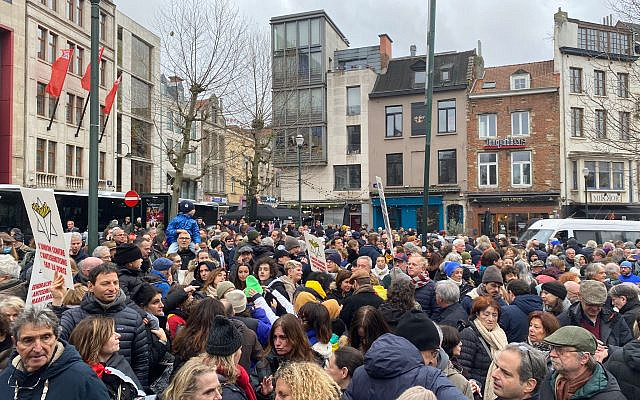 A March Against Antisemitism in Brussels, Belgium on Dec. 10, 2023, brought in close to 4,000 people. Photo provided by European Jewish Congress.